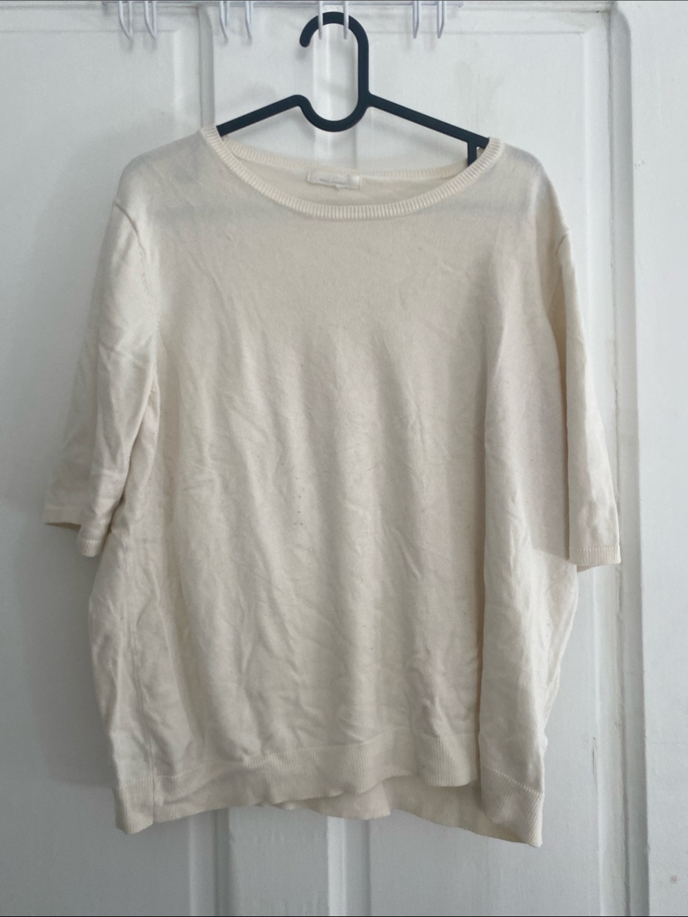 H&M Cream Short-Sleeve Sweater Top
